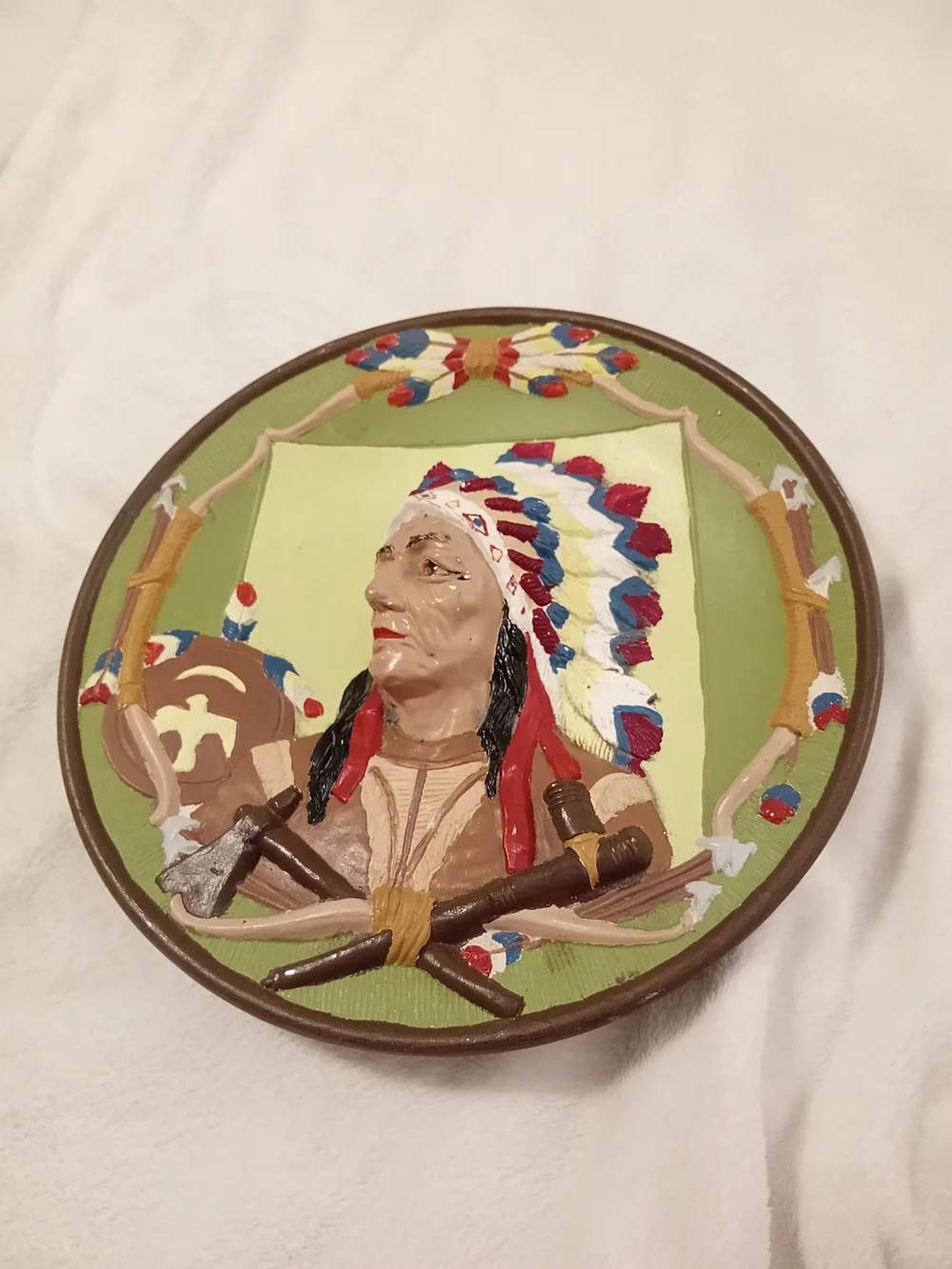 Green Native Chief Wall Plaque Decorative Accent